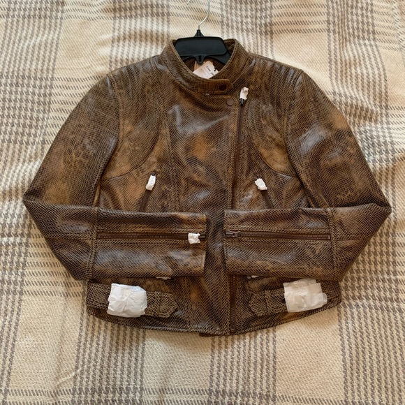 Fenix Snake Embossed Faux Leather Moto Jacket - Picture 8 of 14